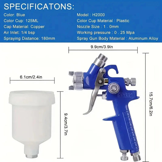 HVLP Lack spruta 0.8mm/1.0mm Nozzle H-2000