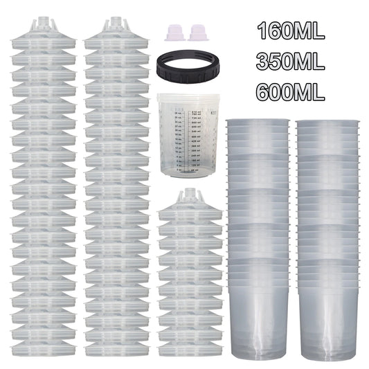 50Pcs/Set Spray Gun Paint Mixing Cup 160ML/350ML/600ML